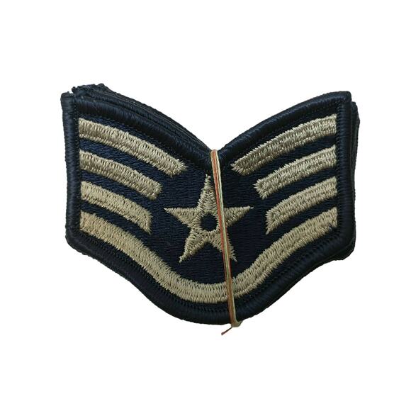 6 Pairs 1976-1993 Sew on USAF Air Force Rank Patch Staff Sergeant E-5 Blue Male - Picture 1 of 3